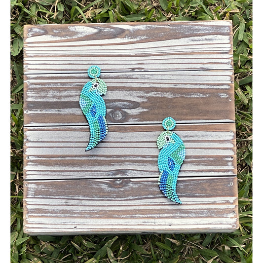 Turquoise Macaw Seed Bead Earrings - BFF Here