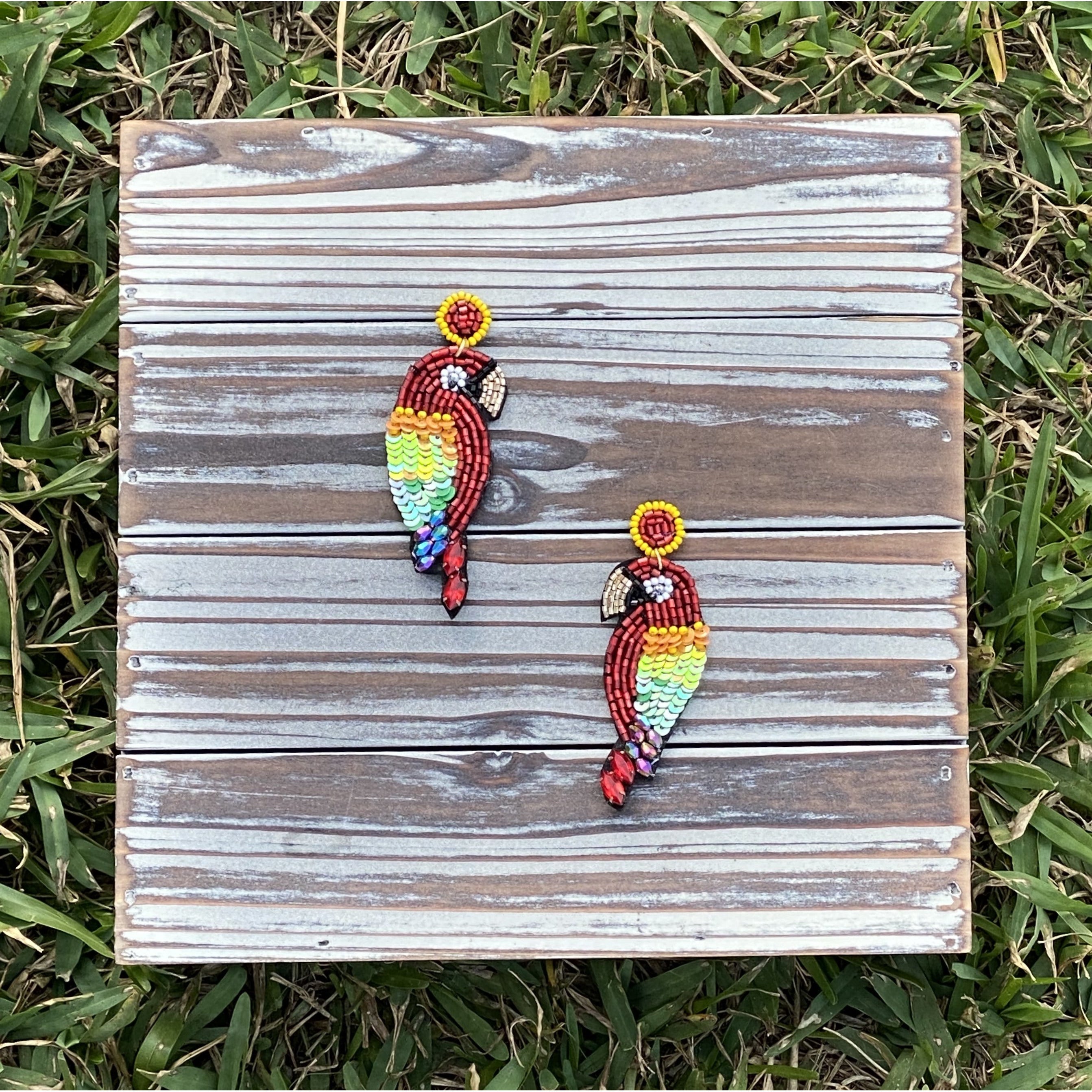 Embellished Parrot Earrings - BFF Here