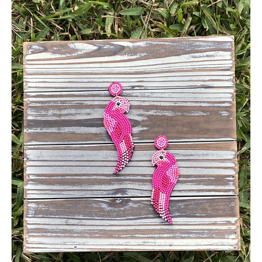 Fuchsia Macaw Seed Bead Earrings - BFF Here