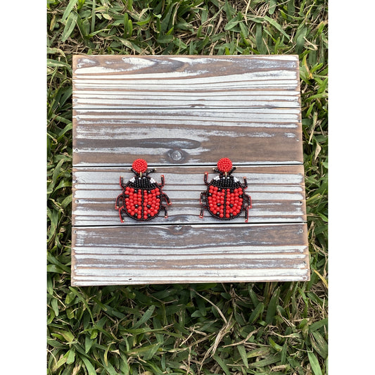 Ladybug Faceted and Seed Bead Earrings - BFF Here