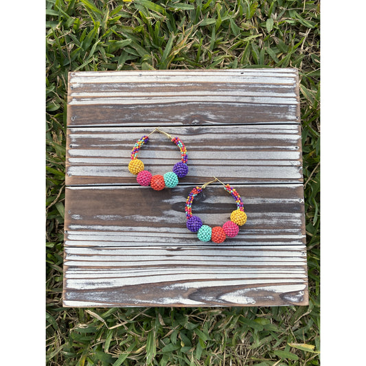 Multi-Color Seed Bead Hoop Earrings - BFF Here