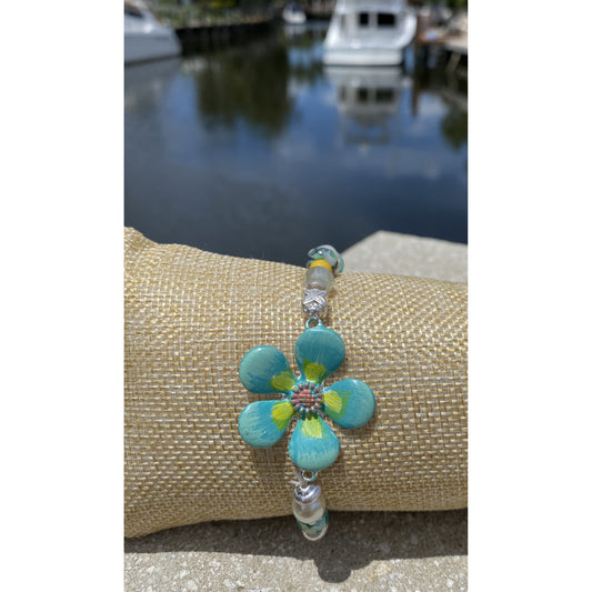 Blue Daisy Bead Bracelet - BFF Here