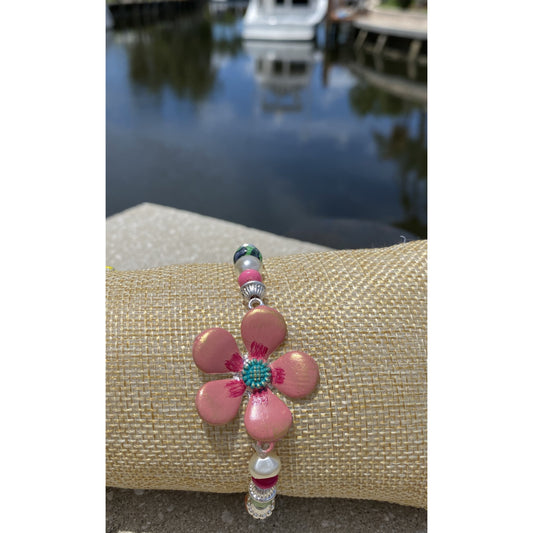 Pink Daisy Bead Bracelet - BFF Here