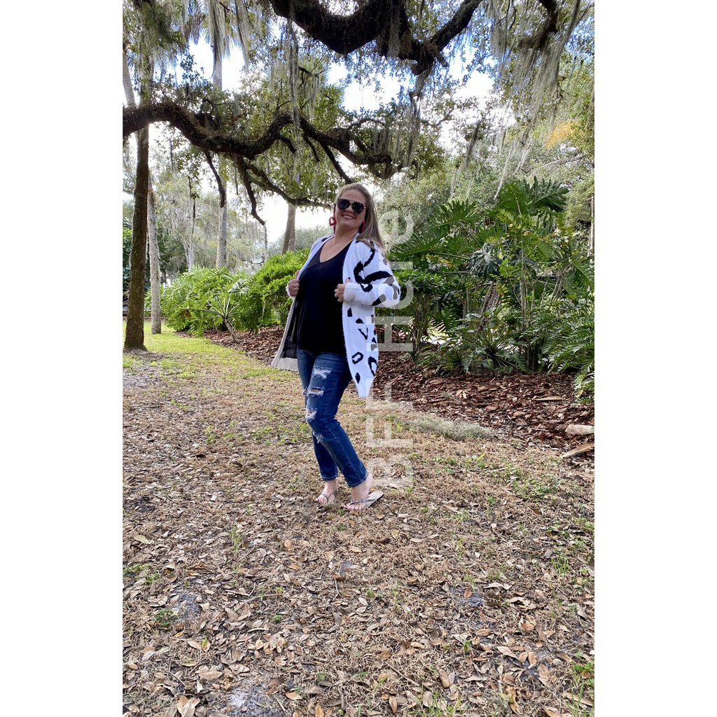 Felix Fuzzy Snow Leopard Cardigan - BFF Here