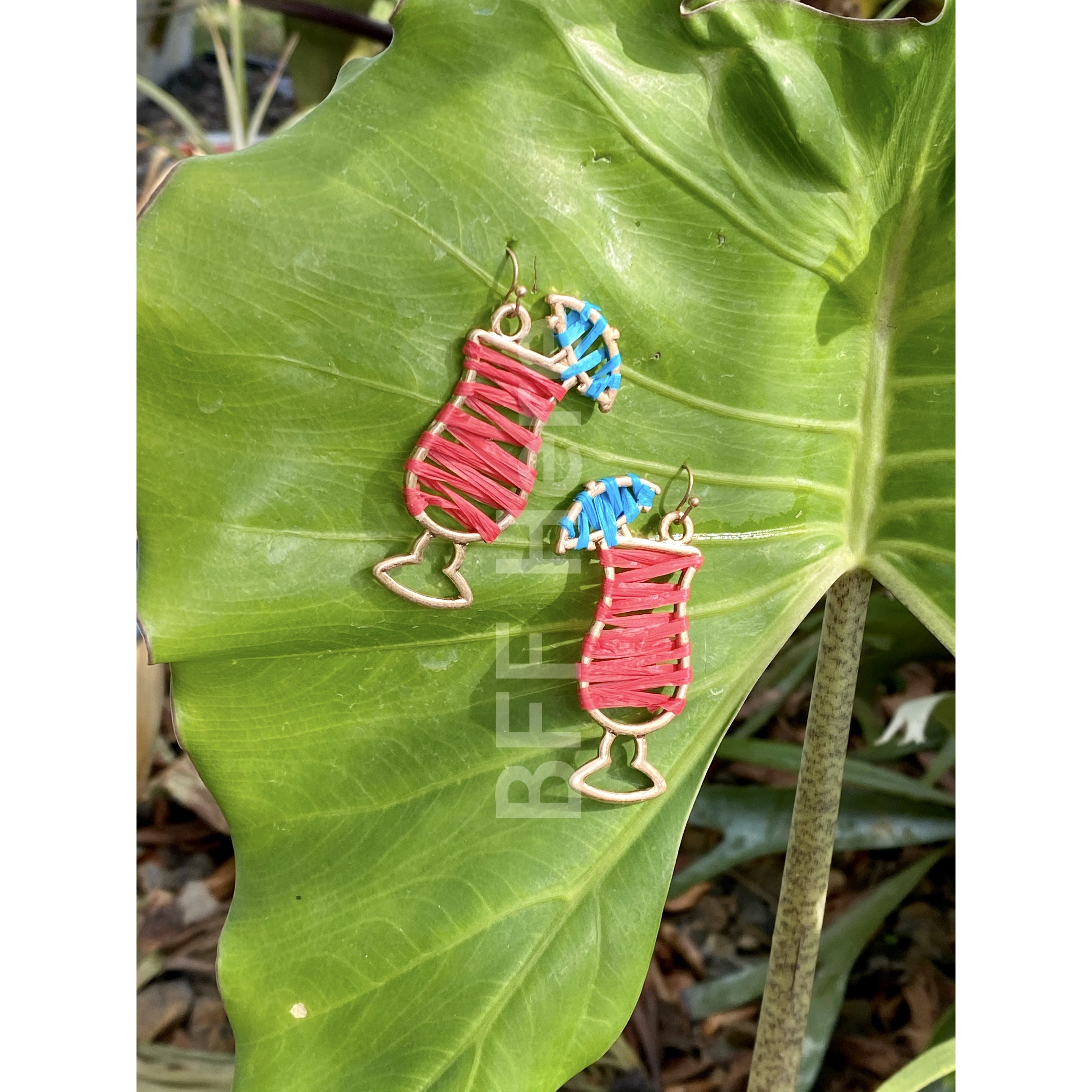 Cocktail Raffia Earrings -- Choice of Color - BFF Here