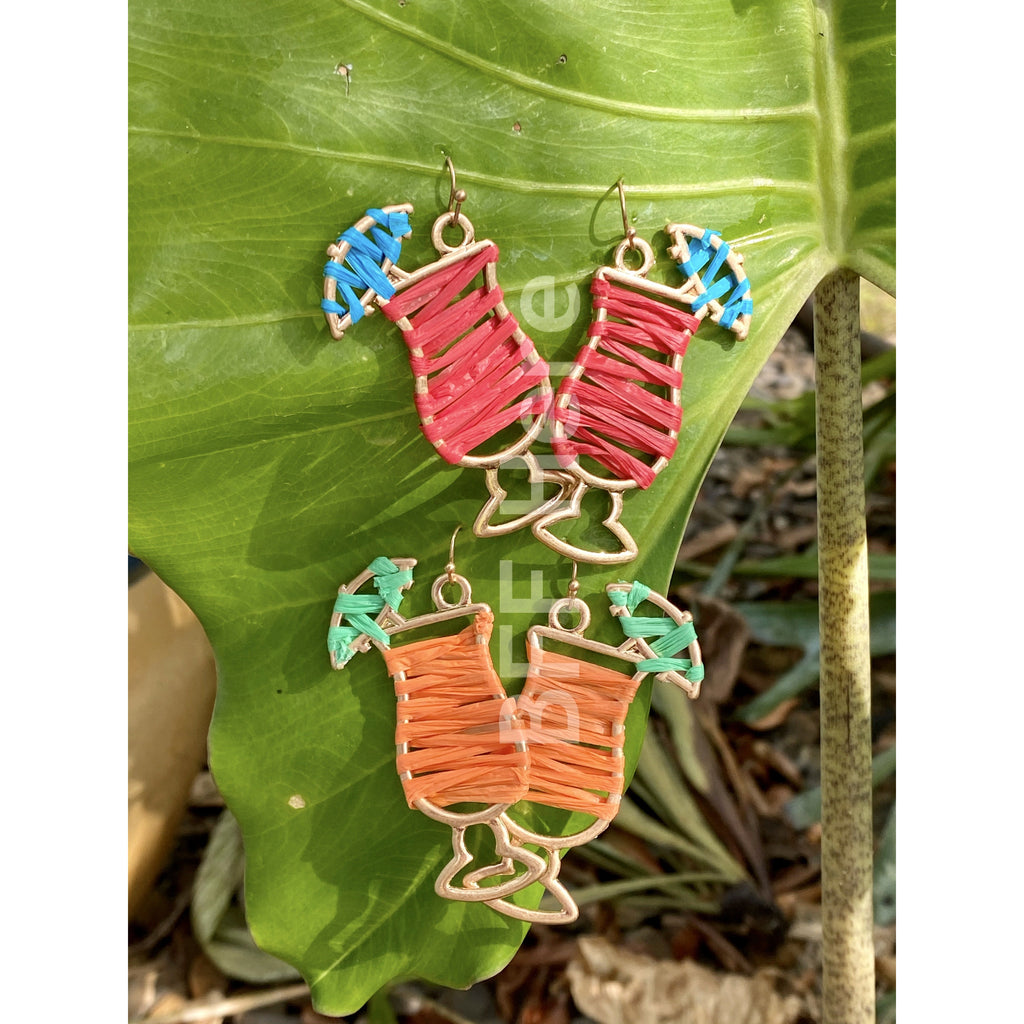 Cocktail Raffia Earrings -- Choice of Color - BFF Here