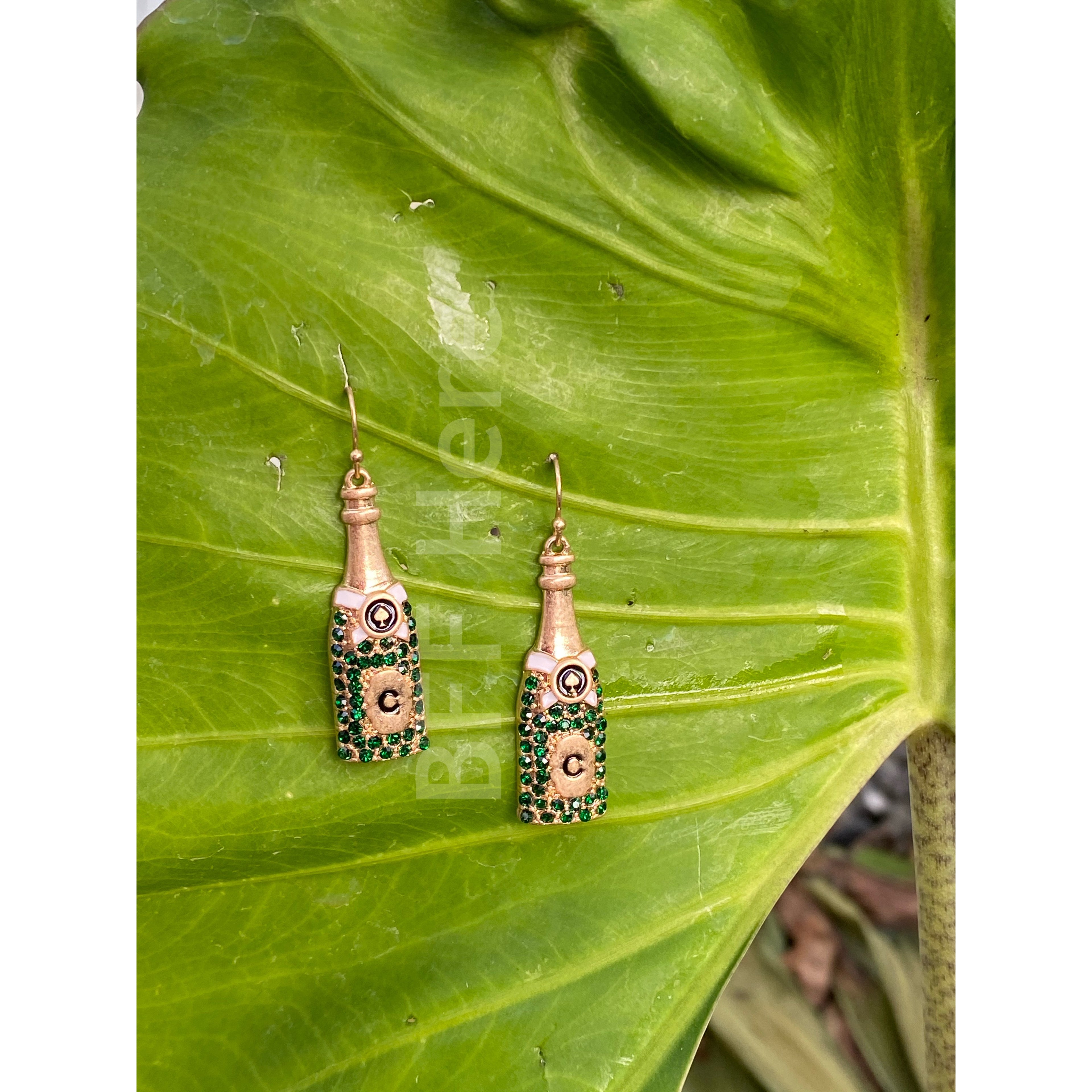 Champagne Bottle Rhinestone  Earrings -- Choice of Color - BFF Here