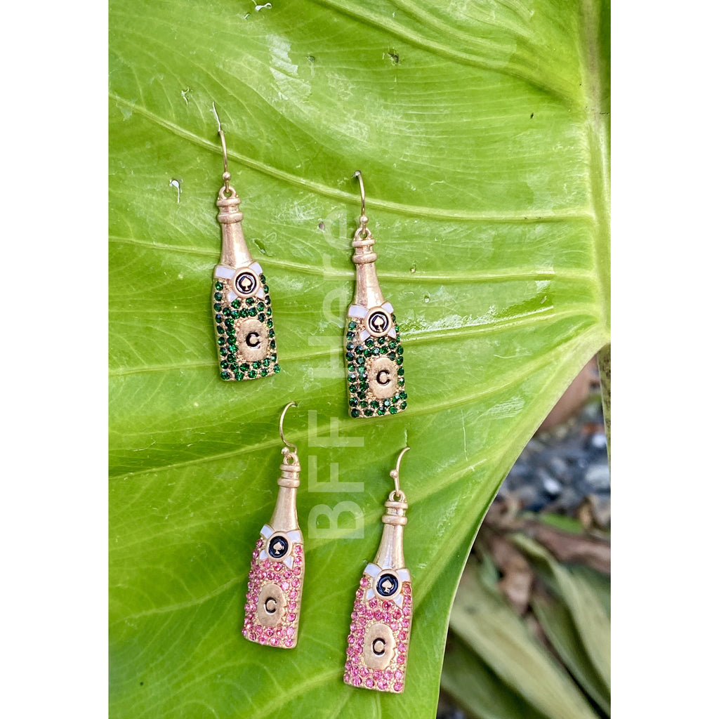 Champagne Bottle Rhinestone  Earrings -- Choice of Color - BFF Here