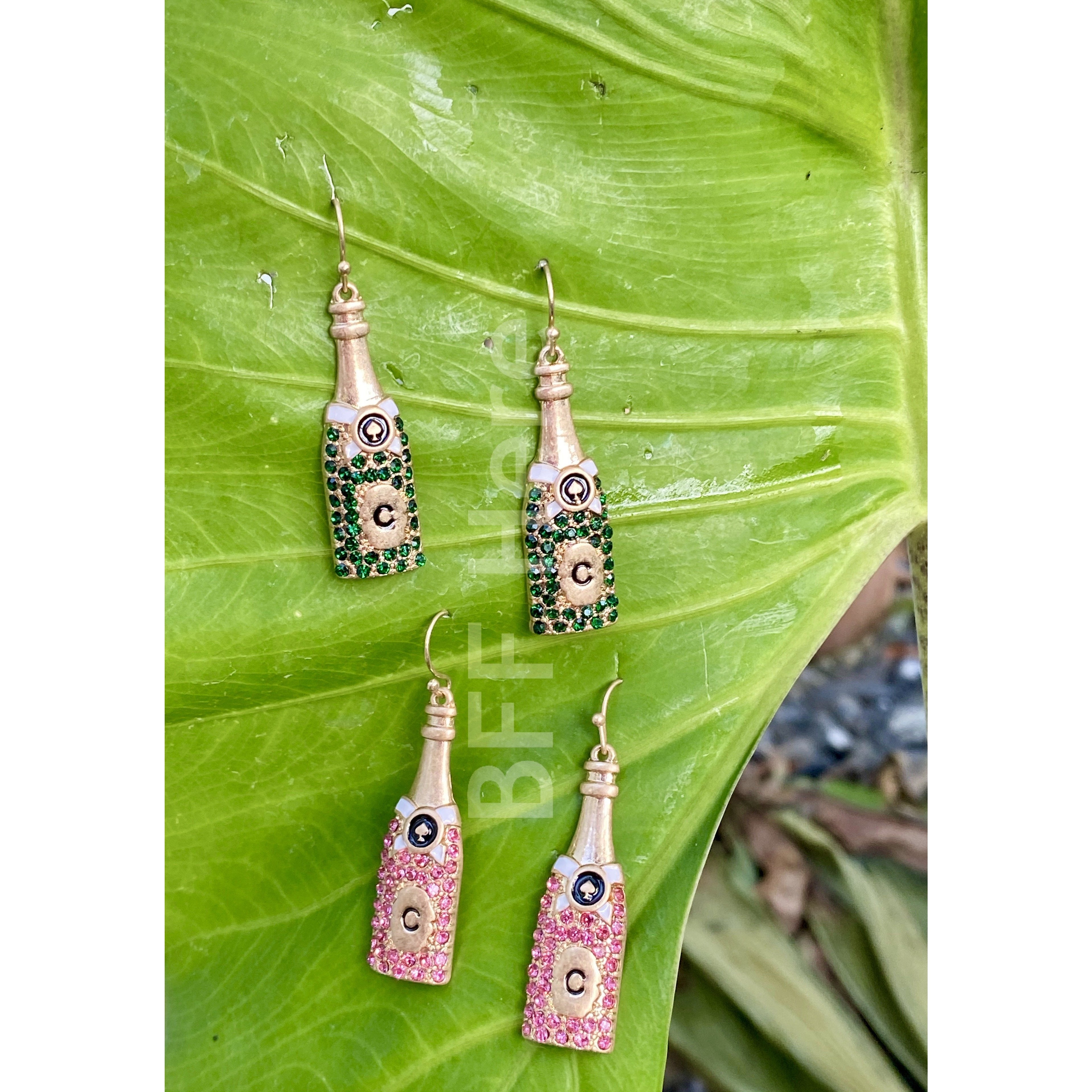 Champagne Bottle Rhinestone  Earrings -- Choice of Color - BFF Here