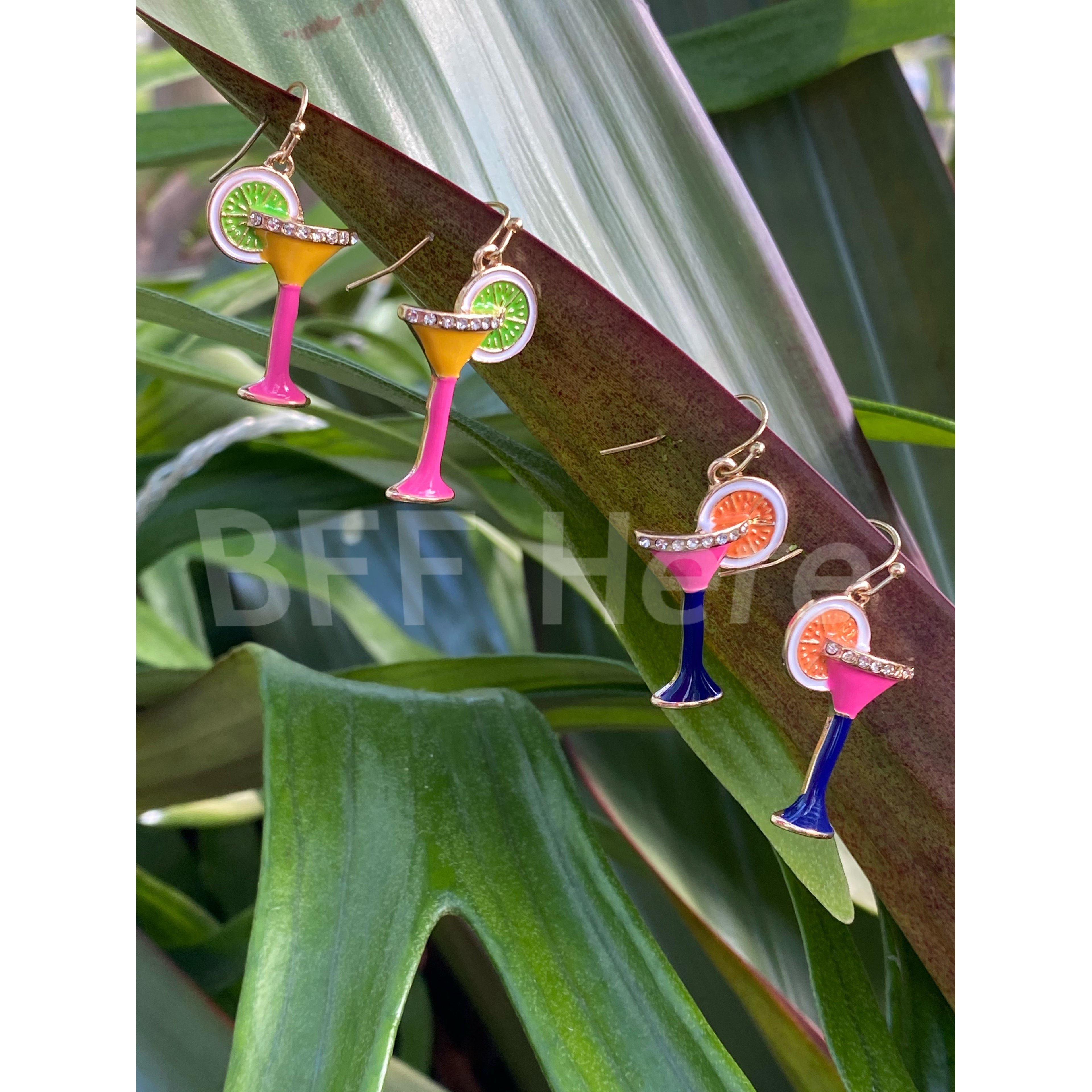 Cocktail Enamel Earrings -- Choice of Color - BFF Here