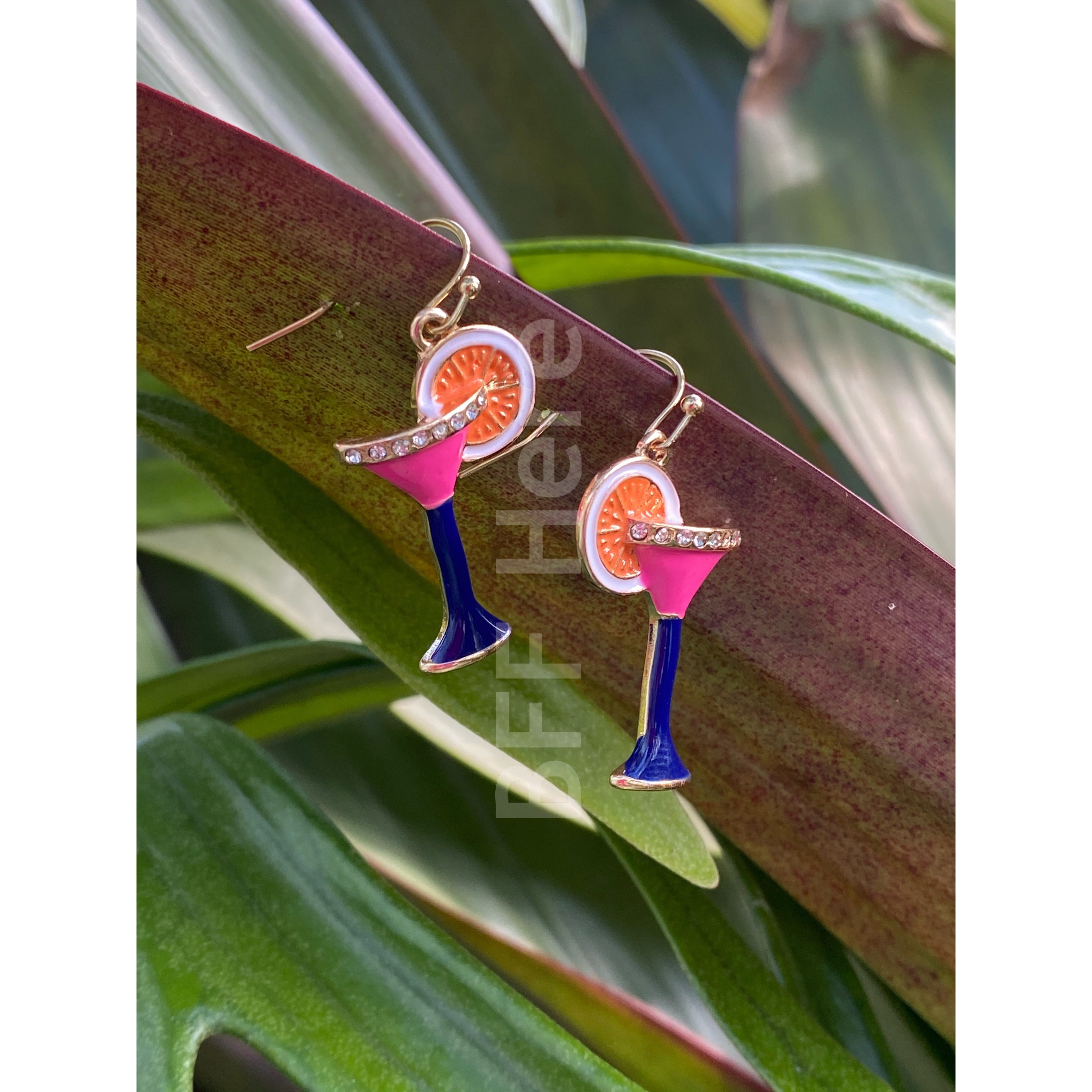 Cocktail Enamel Earrings -- Choice of Color - BFF Here