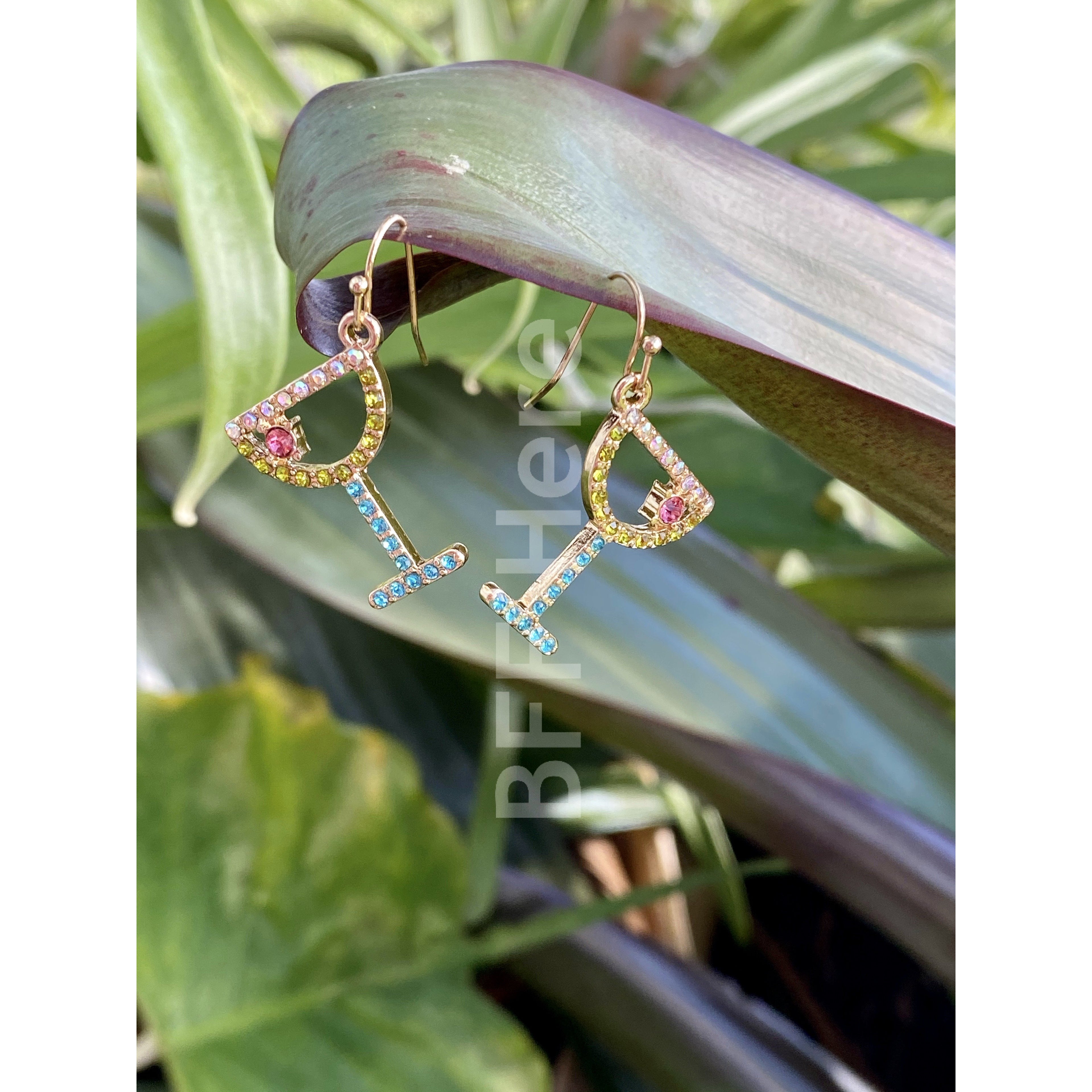 Cocktail Rhinestone Earrings - BFF Here