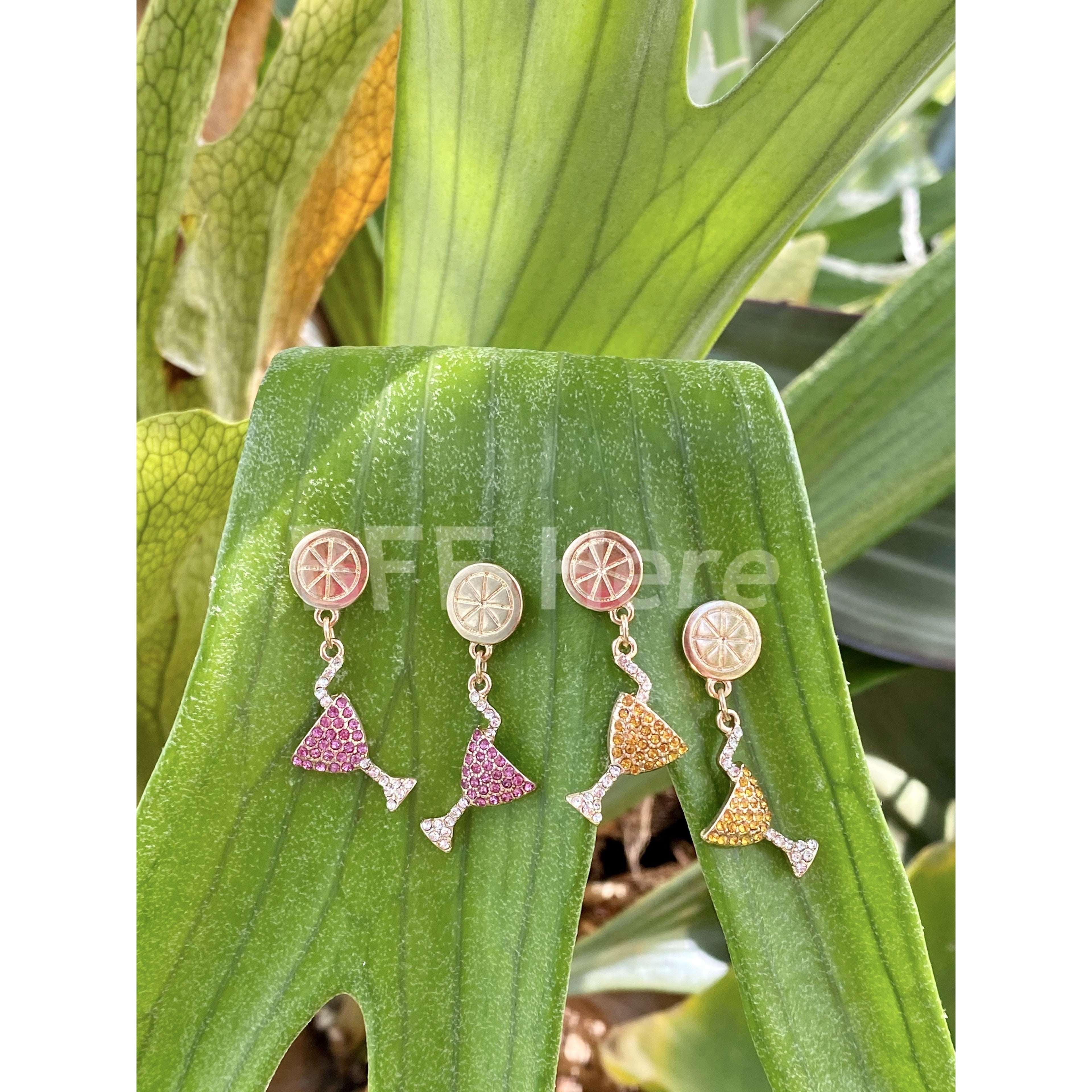 Martini Rhinestone Earrings -- Choice of Color - BFF Here