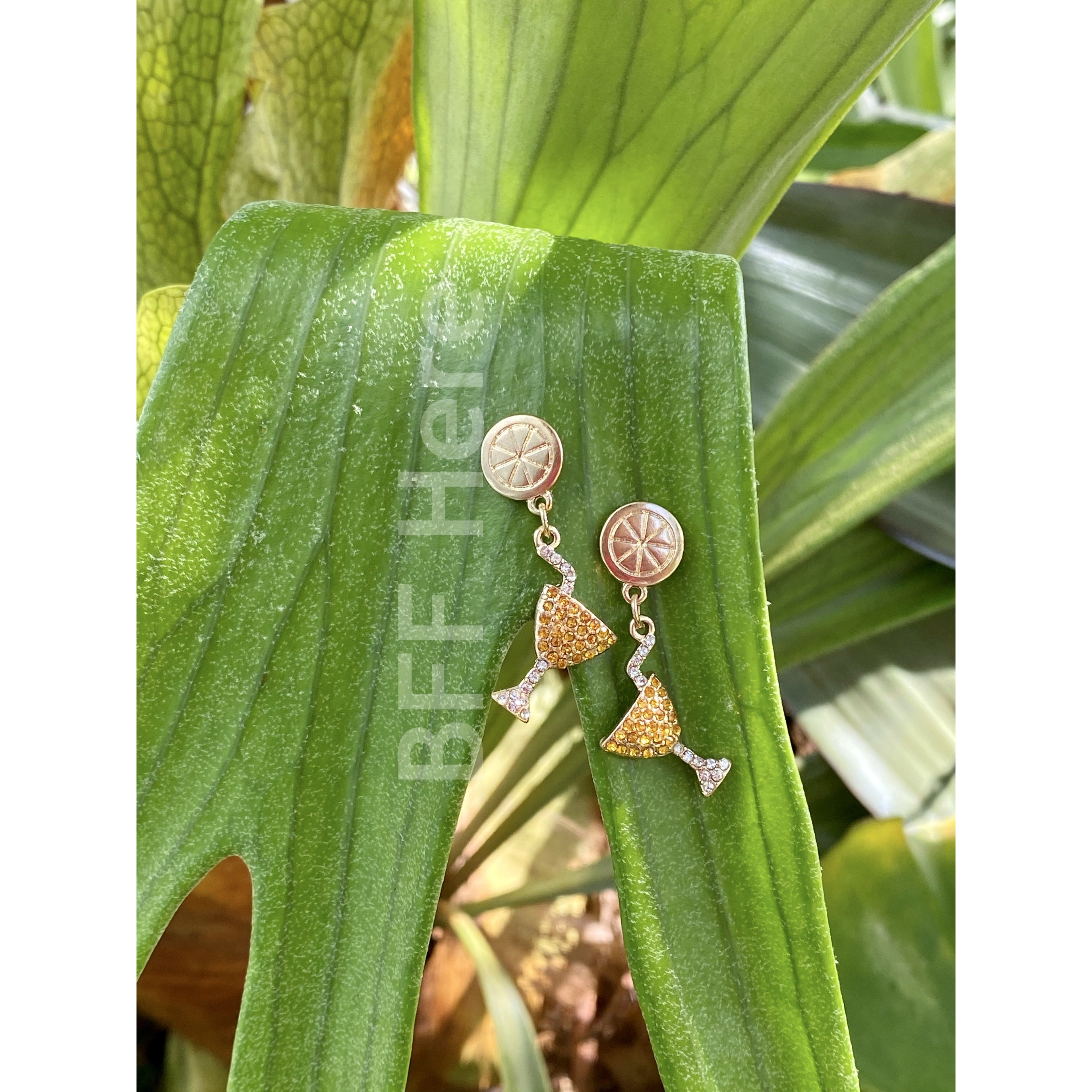 Martini Rhinestone Earrings -- Choice of Color - BFF Here