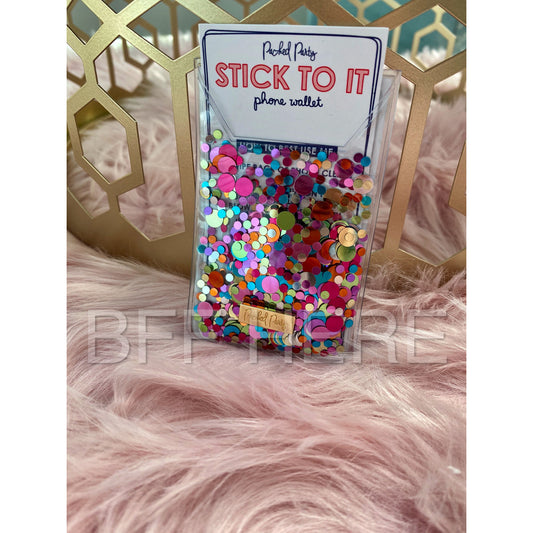 Stick To It Multi Confetti Phone Card Holder by Packed Party - BFF Here