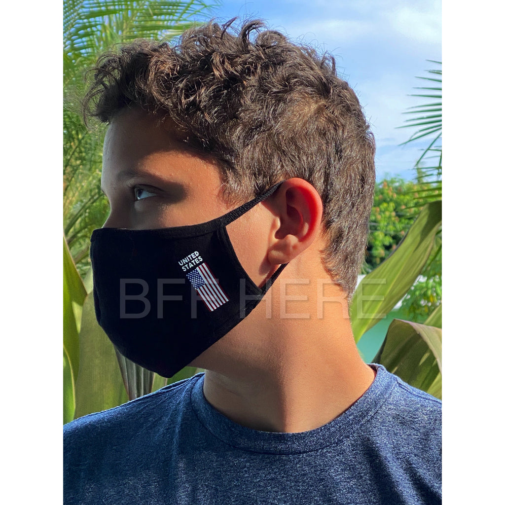 Black USA Flag Face Mask - Adult - BFF Here