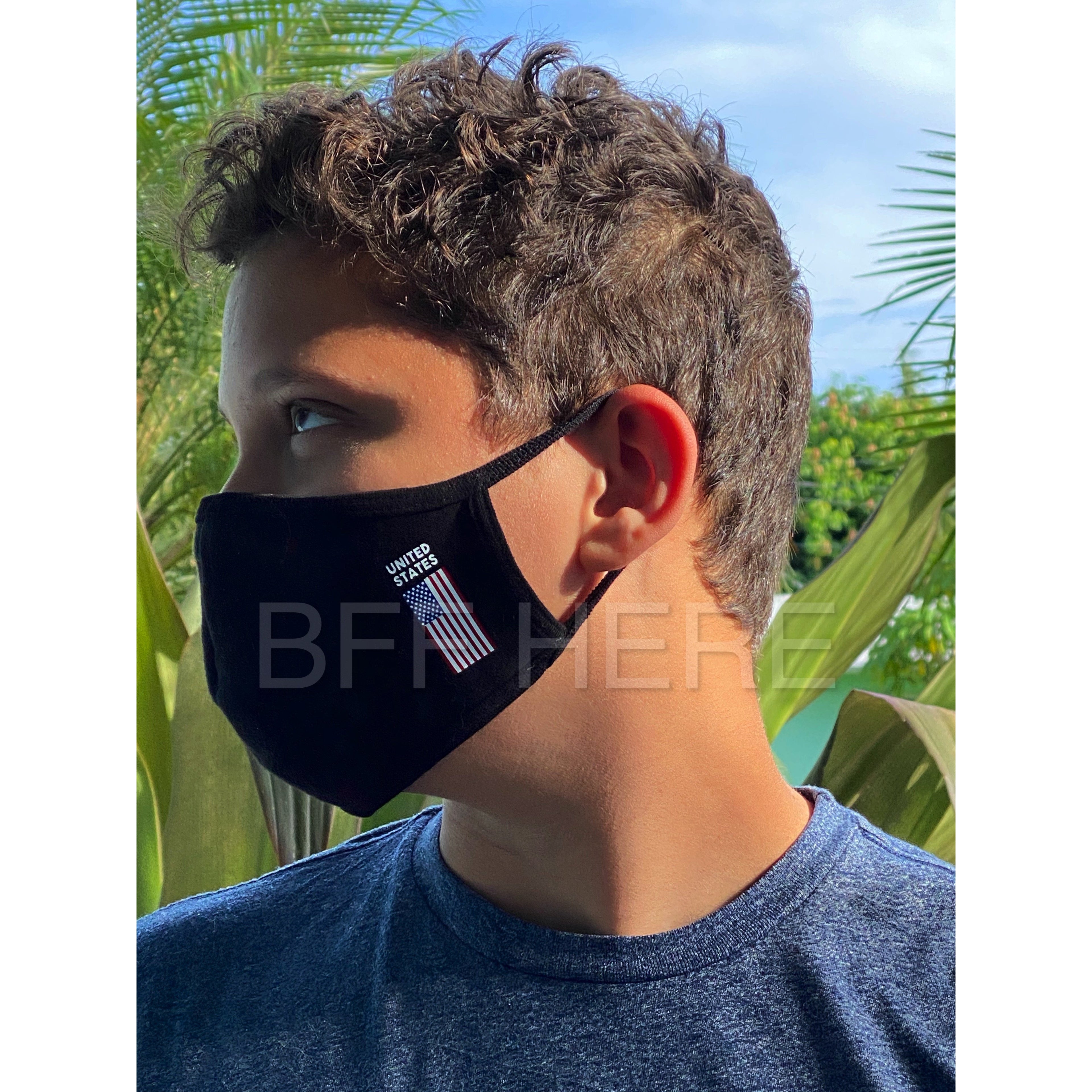 Black USA Flag Face Mask - Adult - BFF Here