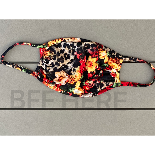 Wild Flower Leopard Face Mask -- Adult - BFF Here