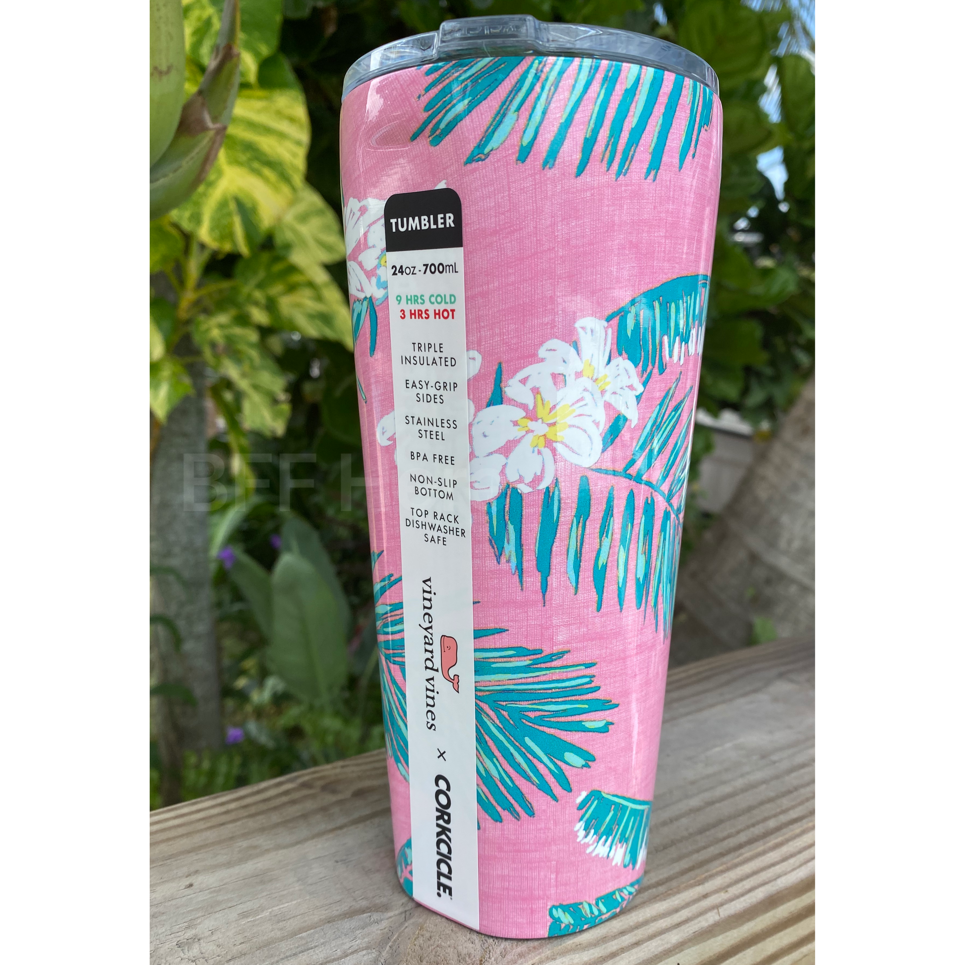 24 oz. Tumbler Vineyard Vines by Corkcicle  -- Pink Tropical Flowers - BFF Here