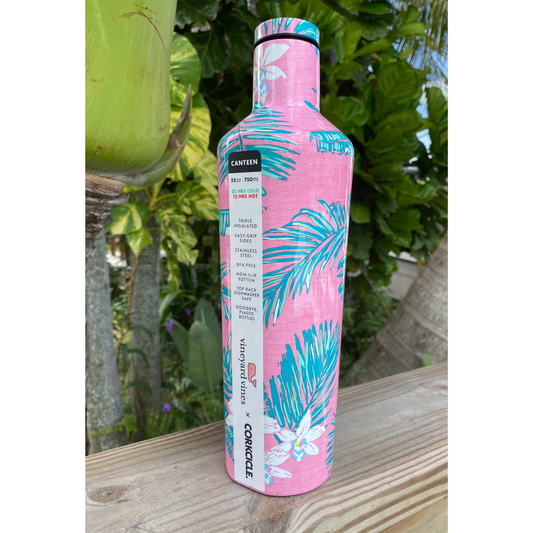 25 oz. Canteen Vineyard Vines by Corkcicle  -- Pink Tropical Flowers - BFF Here