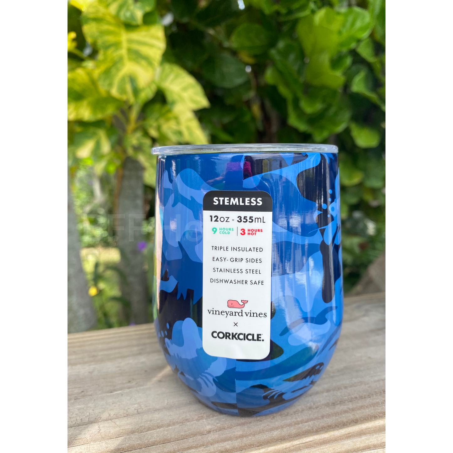 12 oz Stemless Vineyard Vines by Corkcicle  -- Blue Camo - BFF Here