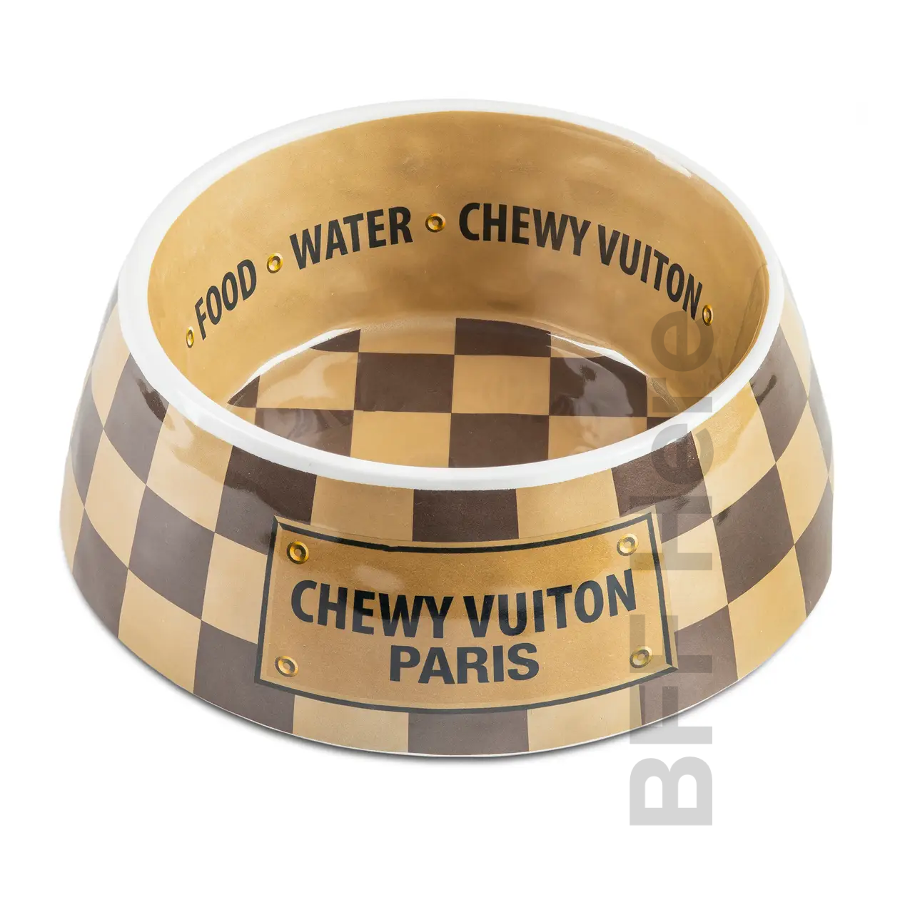 Checker Chewy Vuiton Bowl - BFF Here