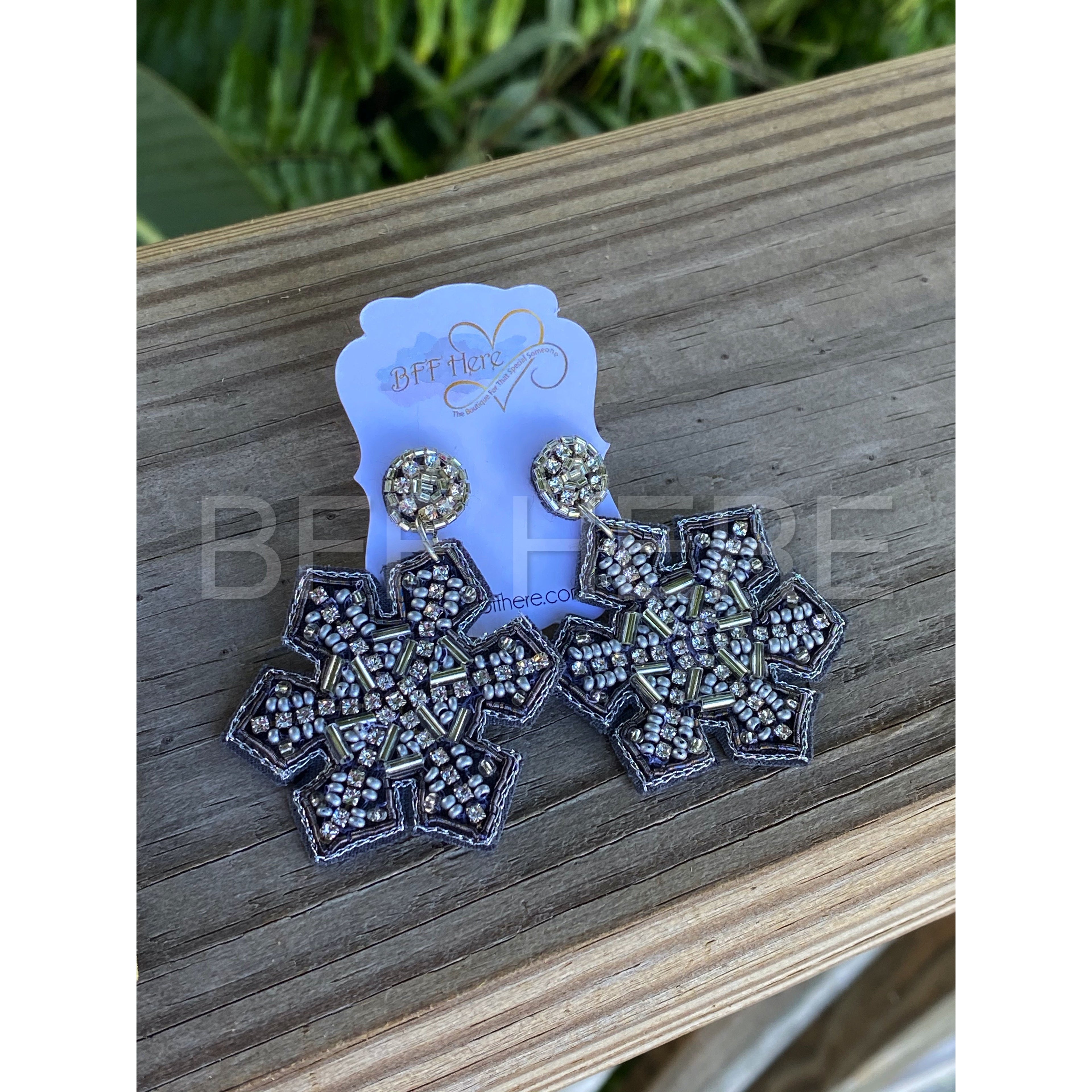 Snowflake Statement Earrings -- Choice of Color - BFF Here