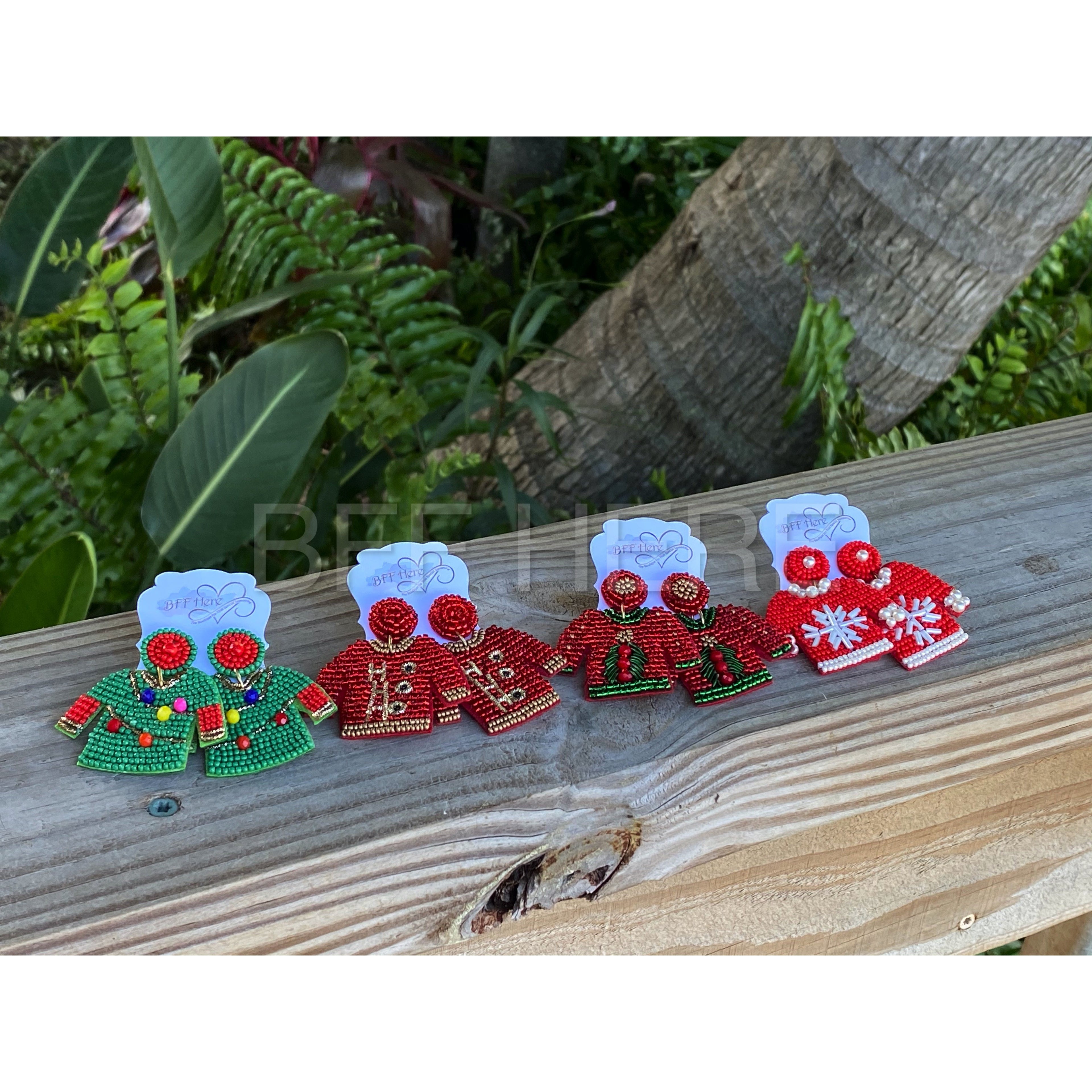 Ugly Christmas Sweater Statement Earrings -- Choice of Color - BFF Here