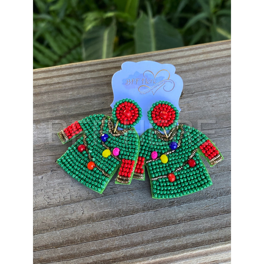 Ugly Christmas Sweater Statement Earrings -- Choice of Color - BFF Here