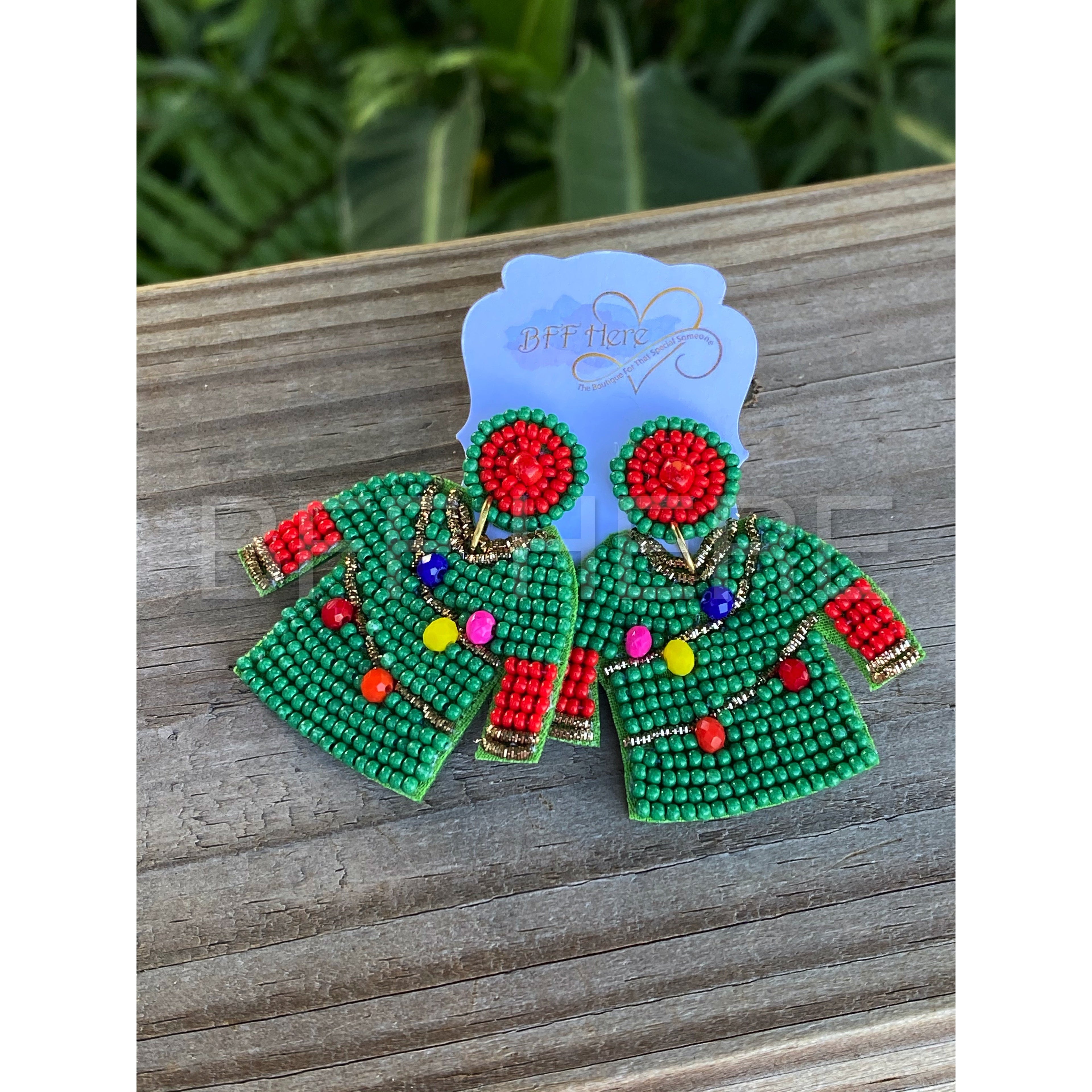 Ugly Christmas Sweater Statement Earrings -- Choice of Color - BFF Here