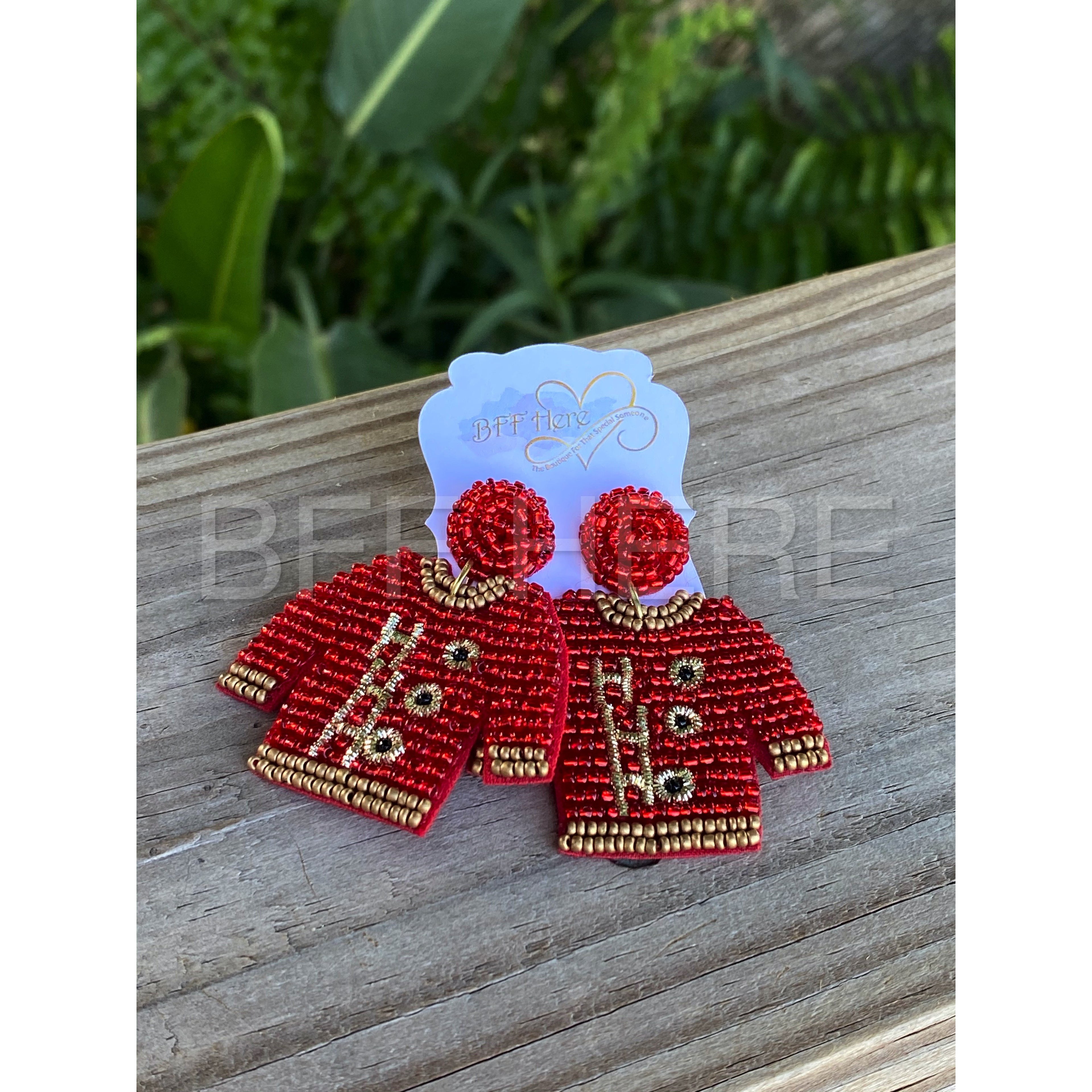 Ugly Christmas Sweater Statement Earrings -- Choice of Color - BFF Here