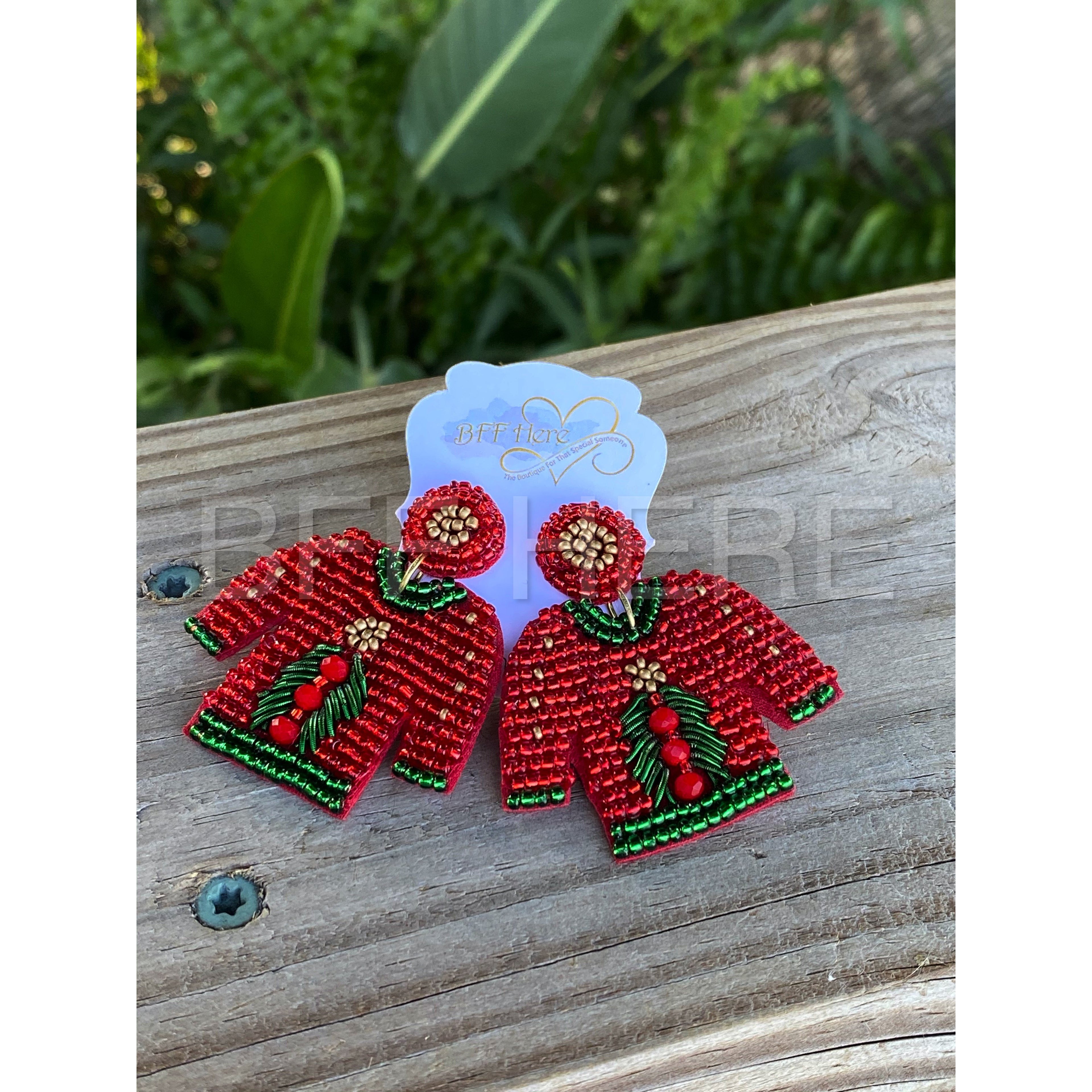 Ugly Christmas Sweater Statement Earrings -- Choice of Color - BFF Here