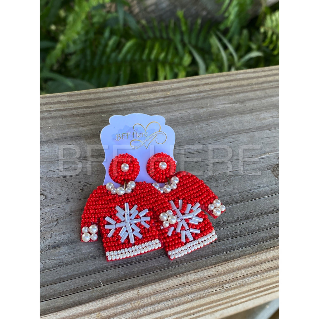 Ugly Christmas Sweater Statement Earrings -- Choice of Color - BFF Here