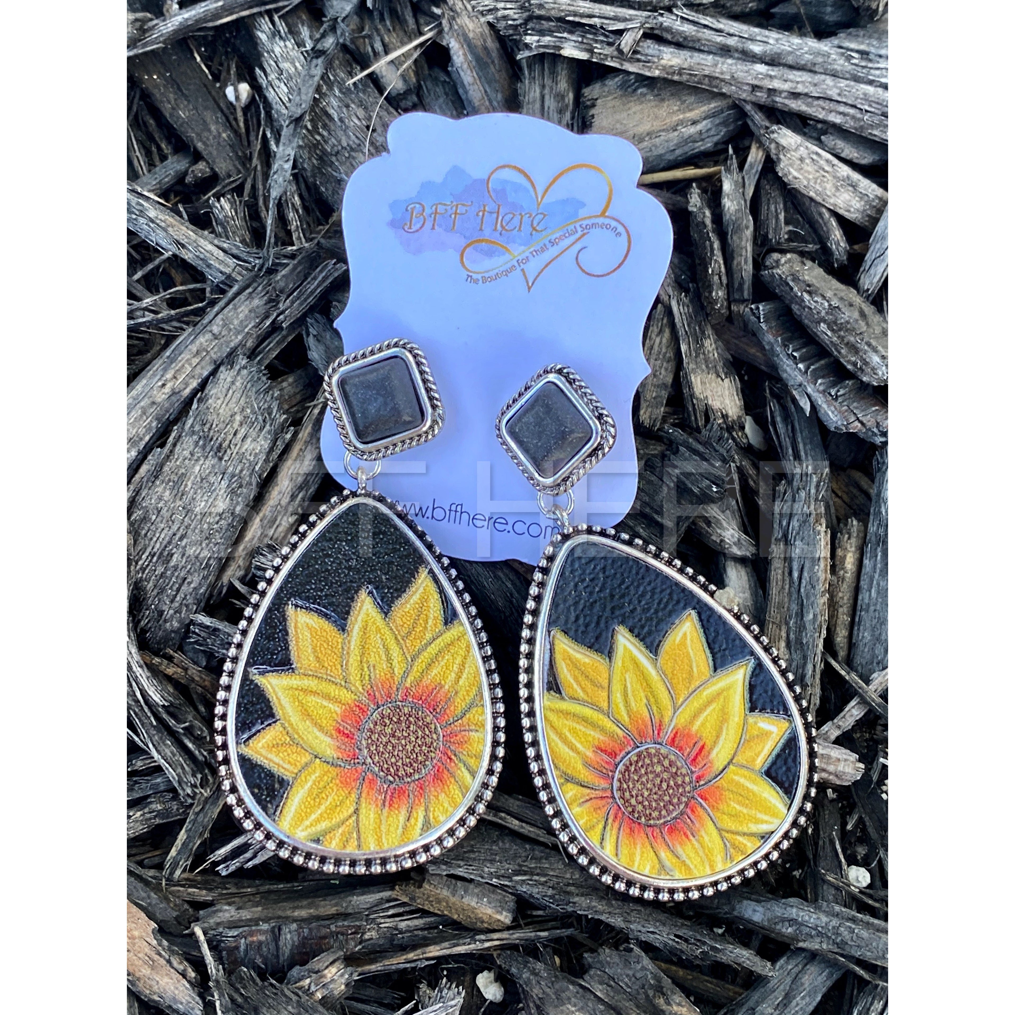 Teardrop Casting Sunflower Earrings - BFF Here