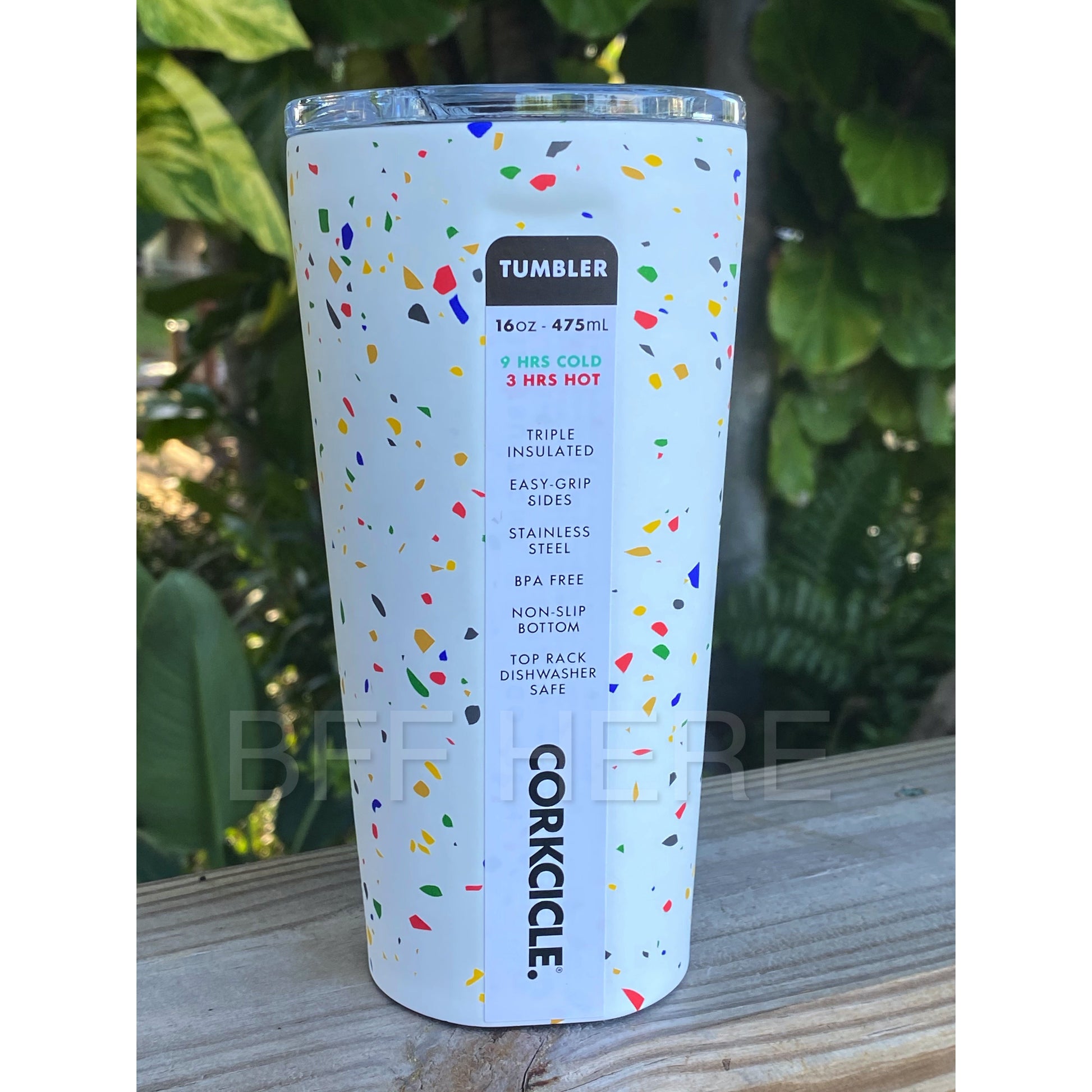 16 oz Tumbler By Corkcicle -- Poketo White Terrazzo - BFF Here