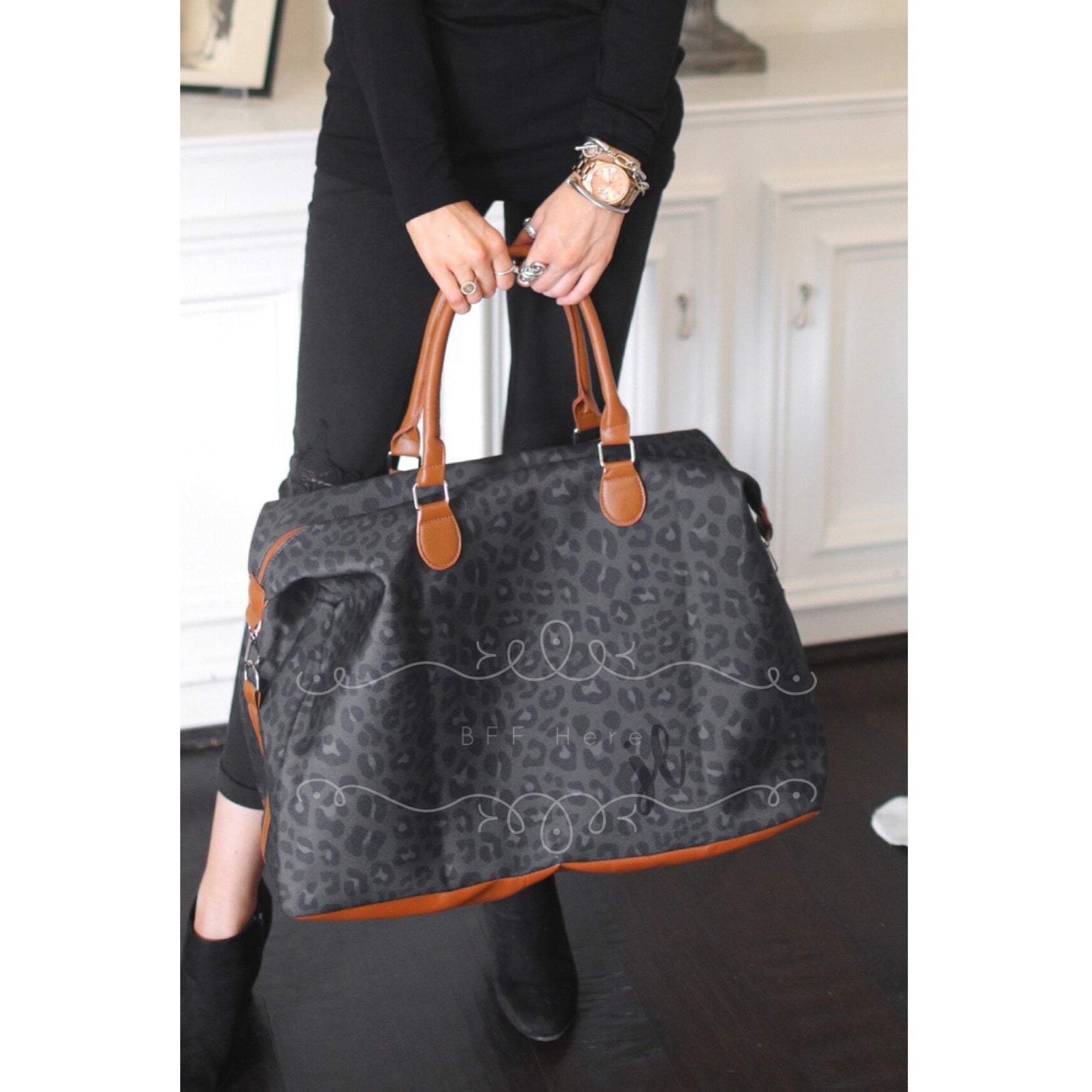 Take Me Away Weekender Bags - Black Leopard - BFF Here