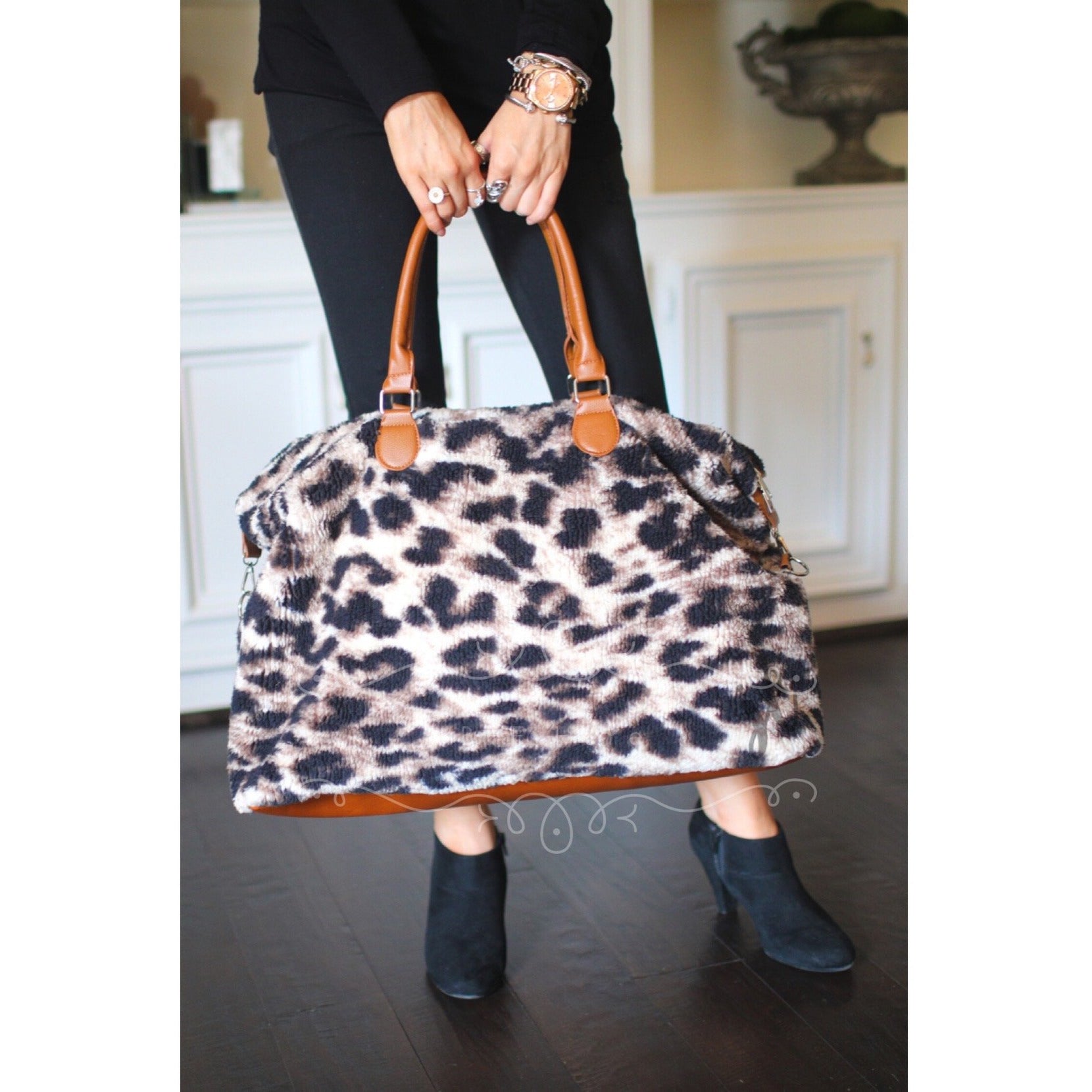 Take Me Away Weekender Bags - Leopard Sherpa - BFF Here