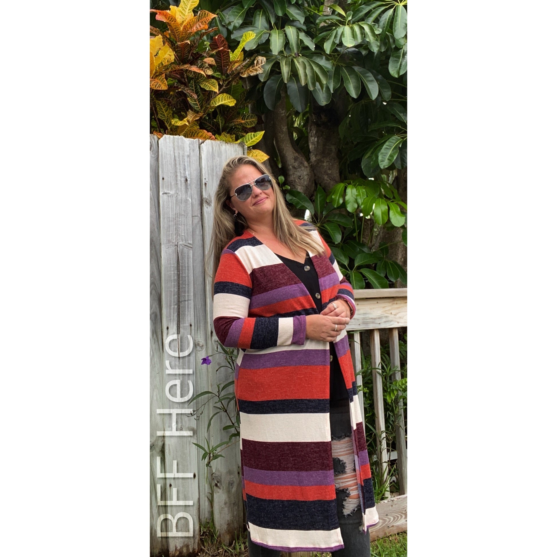 Pumpkin Patch Striped Long Cardigan - BFF Here