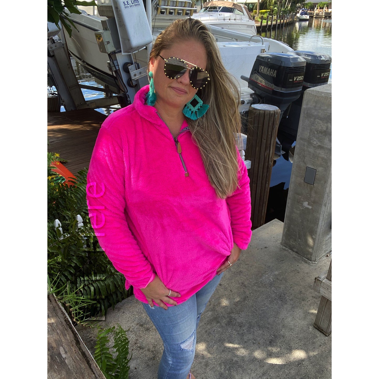 Hot Pink Elle Fleece Pullover - BFF Here