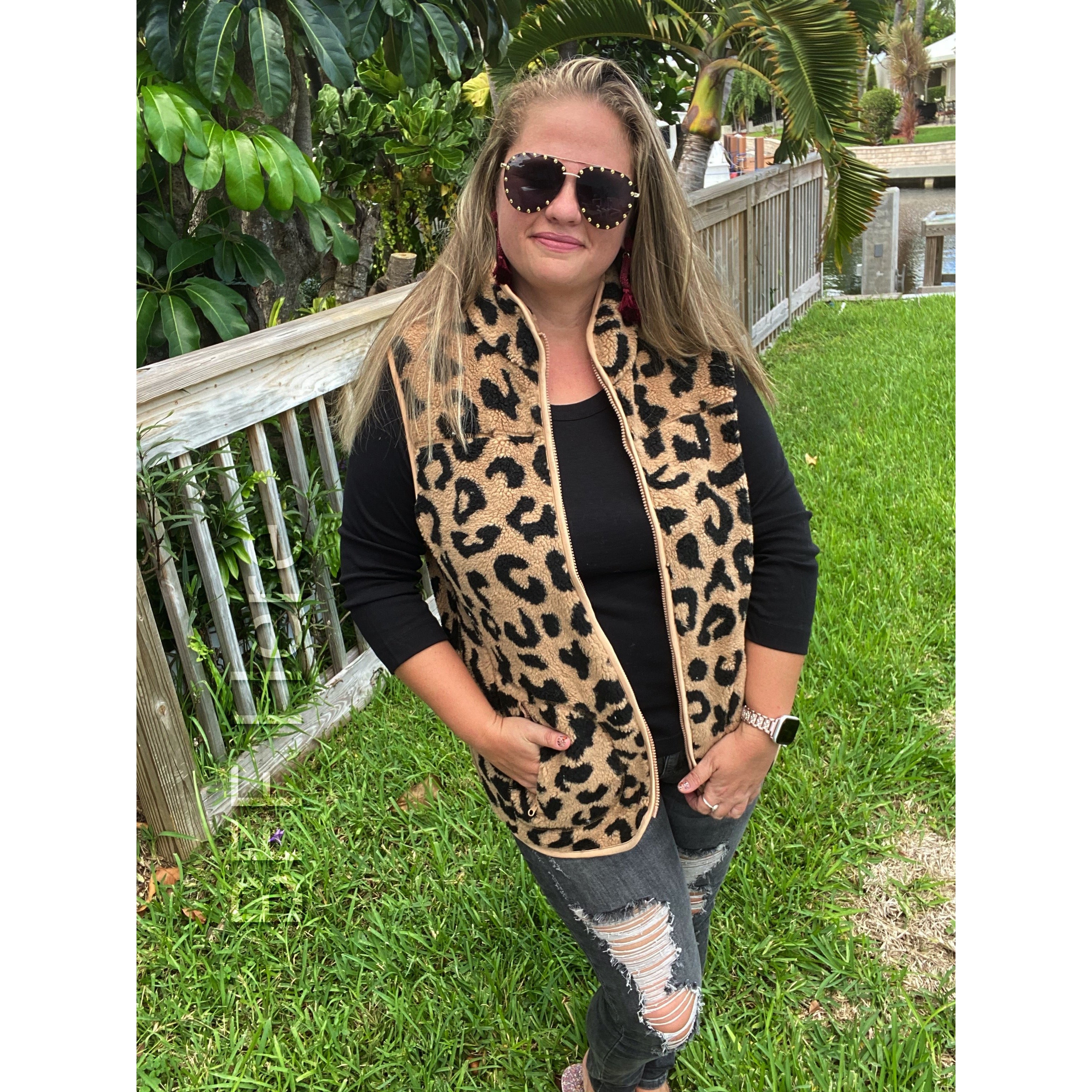 Lincoln Leopard Shearling Vest - BFF Here