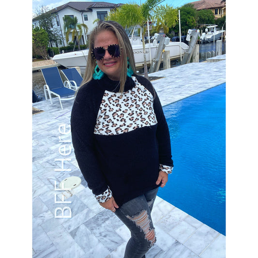 Larissa Leopard Fleece Pullover - BFF Here