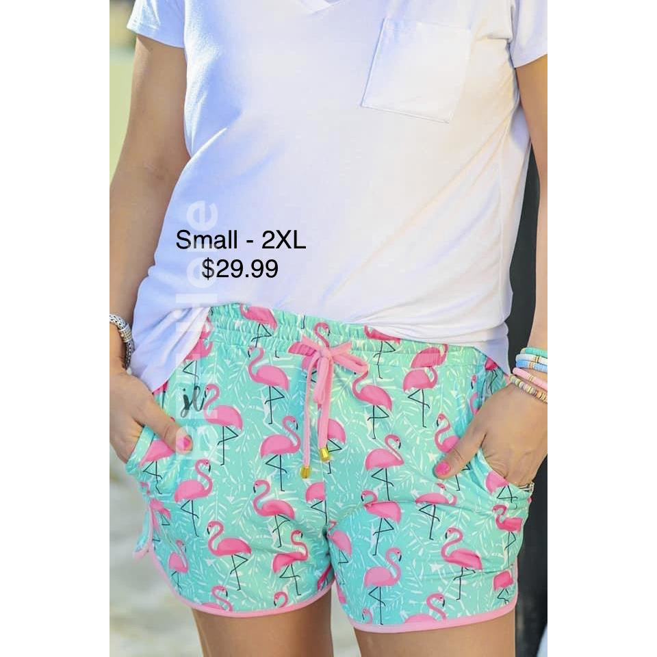 Tiki Hut Flamingo Everyday Shorts - BFF Here