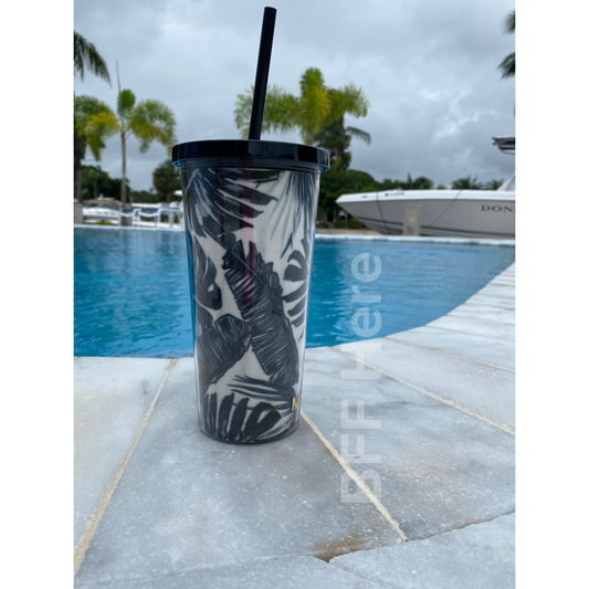 Black & White Palm Tumbler - BFF Here