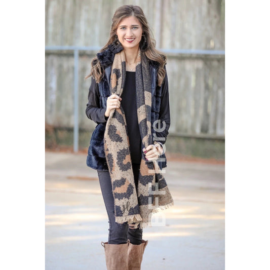 Dani Leopard Fringe Scarf - BFF Here