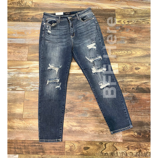 Hi Rise Distressed Boyfriend Jeans by Judy Blue - BFF Here