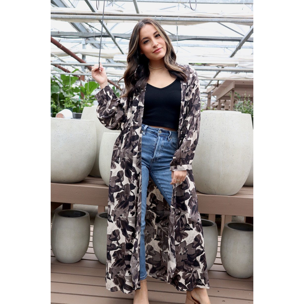 Black Floral Kimono - BFF Here