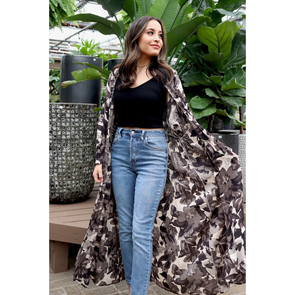 Black Floral Kimono - BFF Here
