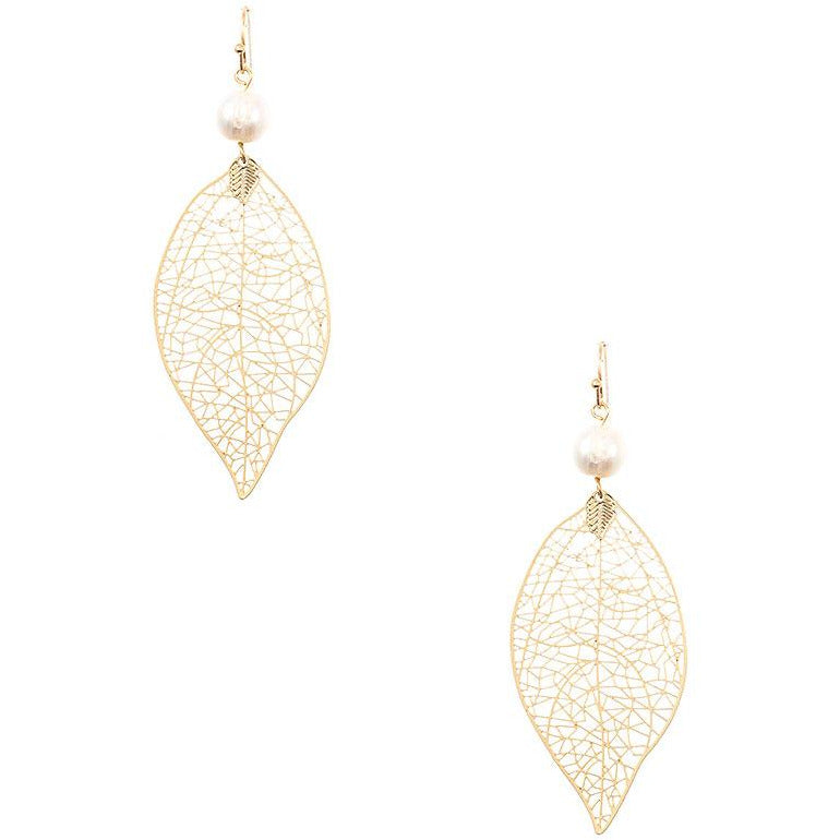 Cut Out Leaf Drop Earring -- Choice of Color: - BFF Here