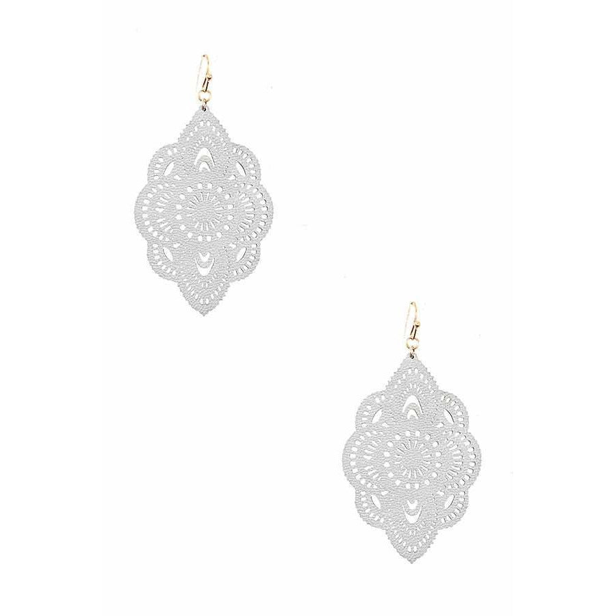 Faux Leather Cut Out Drop Earrings -- Choice of Color - BFF Here
