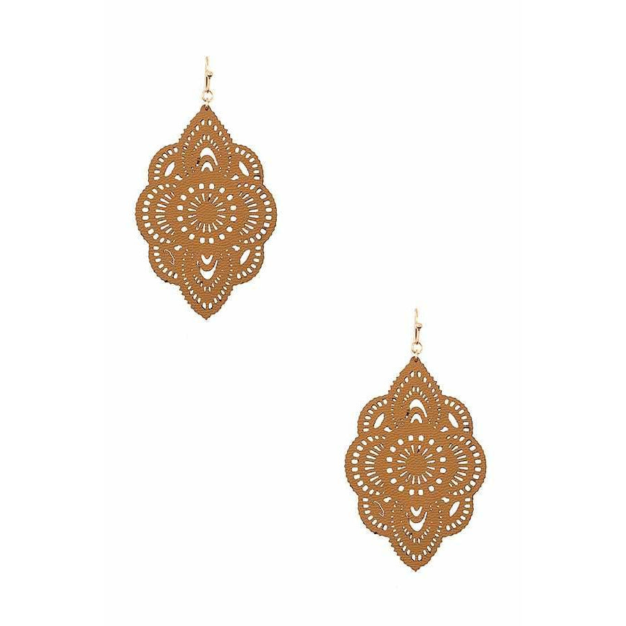 Faux Leather Cut Out Drop Earrings -- Choice of Color - BFF Here